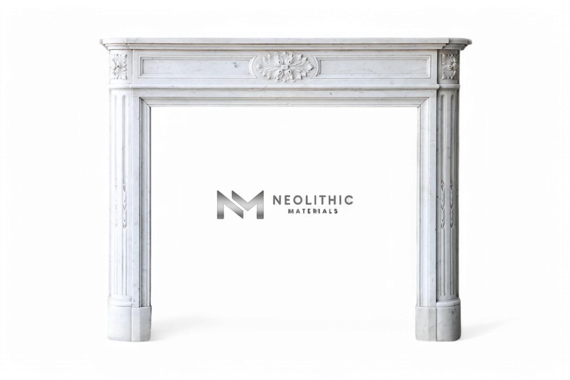 Antique Carrara Marble Fireplace Mantel Louis XVI Style - Image 1